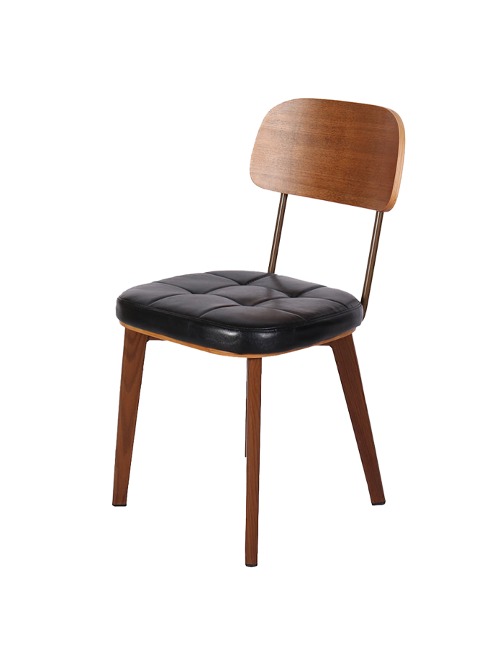 델르 체어 (원목 등받이) 가죽 목재 의자 3 colors 