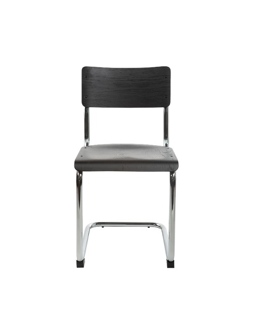 에리어 체어 [블랙] 목재 의자 메탈 프레임 